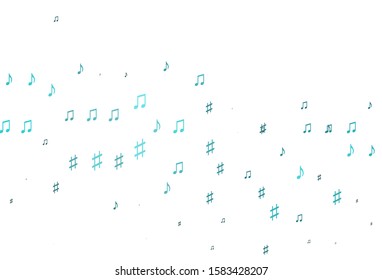 Light BLUE vector background with music symbols. Shining illustration of colorful gradient music notes. Pattern for school ad, booklets.