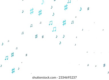 Light BLUE vector background with music symbols. Shining illustration of colorful gradient music notes. Pattern for festival leaflets.