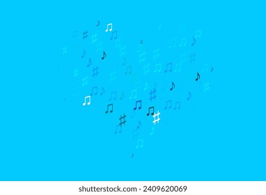 Light BLUE vector background with music symbols. Modern abstract illustration with melody keys. Pattern for festival leaflets.