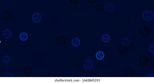 Light BLUE vector background with occult symbols. Abstract illustration with gothic gradient shapes. Background for esoteric, mystic designs.