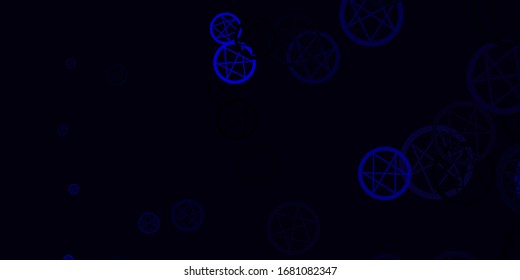 Light BLUE vector background with occult symbols. Retro design in abstract style with witchcraft forms. Best design halloween events.
