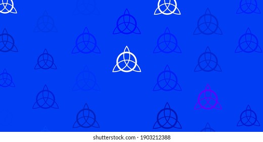 Light BLUE vector background with occult symbols. Colorful mystic symbols with a gradient in ancient style. Simple base for your occult design.