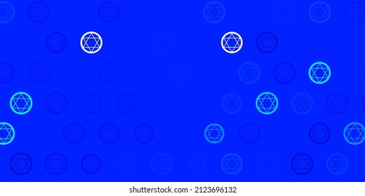 Light BLUE vector background with occult symbols. Abstract illustration with gothic gradient shapes. Simple design for occult depiction.