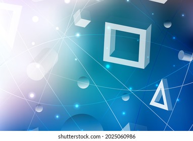 Fondo vectorial AZUL claro con estilo poligonal con círculos. Ilustración de gradiente abstracto con círculos, triángulos, cubos. Patrón de folletos y folletos