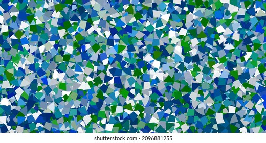 Fondo vectorial azul claro con estilo poligonal. Ilustración con un conjunto de triángulos coloridos. Patrón de folletos y folletos