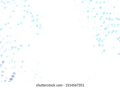 Light BLUE vector background with Shining hearts. Decorative shining illustration with hearts on abstract template. Design for your business advert of anniversary.