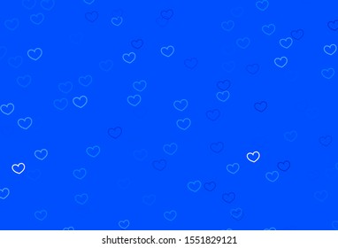 Light BLUE vector background with Shining hearts. Blurred decorative design in doodle style with hearts. Design for ad, poster, banner of Valentine Day.
