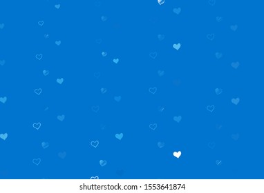 Light BLUE vector background with Shining hearts. Hearts on blurred abstract background with colorful gradient. Pattern for valentine's ad, booklets.