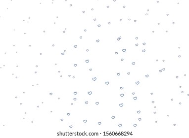 Light BLUE vector background with Shining hearts. Beautiful colored illustration with hearts in celebration style. Pattern for valentine's ad, booklets.