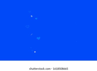 Light BLUE vector background with Shining hearts. Decorative design with hearts in simple style . Template for Valentine's greeting postcards.