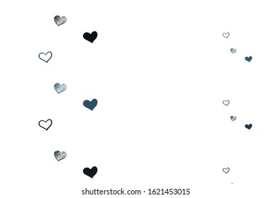 Light BLUE vector background with Shining hearts. Shining illustration with hearts on abstract template. Design for a business advert of anniversary.