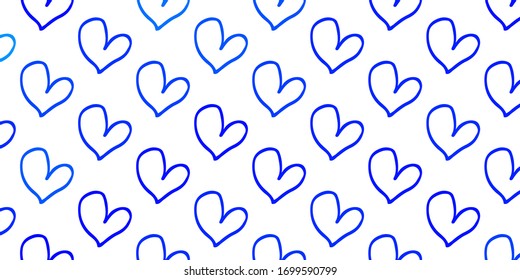 Light BLUE vector background with Shining hearts. Glitter abstract illustration with colorful hearts in romantic style. Design for ad, poster, banner of Valentine Day.