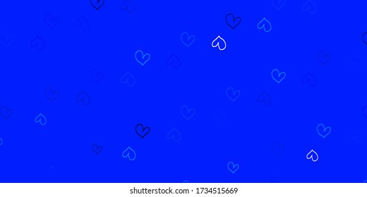 Light BLUE vector background with Shining hearts. Beautiful colored illustration with hearts in celebration style. Pattern for marriage gifts, congratulations.
