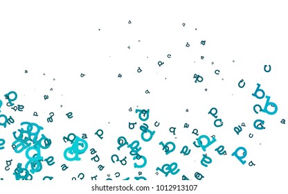 Light BLUE vector background with signs of alphabet. Shining colorful illustration with isolated letters. Best design for your ad, poster, banner of college.