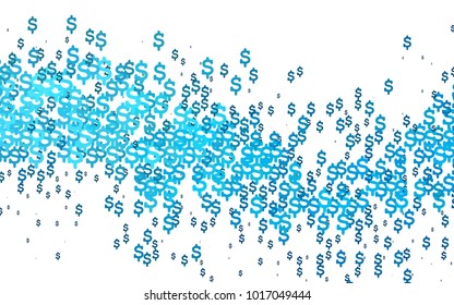 Light BLUE vector background with signs of dollars. Abstract illustration with colored financial, cash symbols. Best design for your ad, poster, banner of USD money.