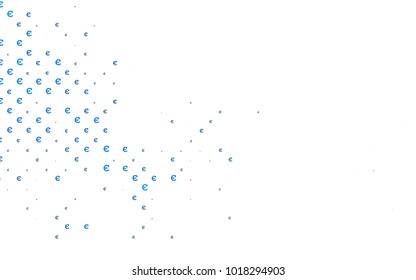Light BLUE vector background with signs of Euro. Modern abstract illustration with symbols of digital money. The pattern can be used for ad, booklets, leaflets of banks.