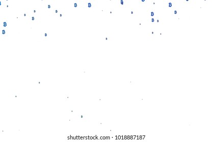 Light BLUE vector background with signs of Bitcoins. Shining illustration with signs of Bitcoins on abstract template. Best design for your ad, poster, banner of BTC money.