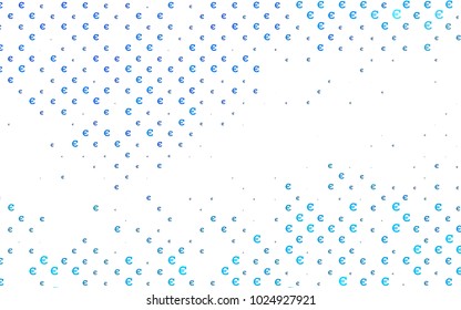 Light BLUE vector background with signs of Euro. Blurred design in simple style with symbols of Euro. The pattern can be used as ads, poster, banner for payments.
