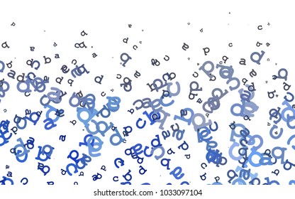 Light BLUE vector background with signs of alphabet. Blurred design in simple style with signs of alphabet. The pattern can be used for school, grammar websites.