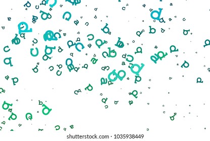 Light BLUE vector background with signs of alphabet. Colored alphabet signs with gradient on white background. Template can be used as a background for ads of typography.