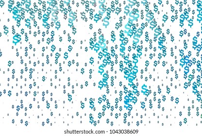Light BLUE vector background with signs of dollars. Abstract illustration with colored financial, cash symbols. The pattern can be used as ads, poster, banner for payments.