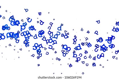 Light BLUE vector background with signs of alphabet. Blurred design in simple style with signs of alphabet. The pattern can be used for ad, booklets, leaflets of education.