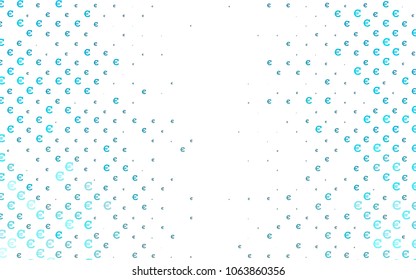 Light BLUE vector background with signs of Euro. Abstract illustration with colored financial digital symbols. Template can be used as a background for ads of markets, loans.