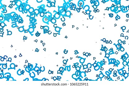 Light BLUE vector background with signs of alphabet. Abstract illustration with colored latin alphabet. Smart design for your business advert of university.