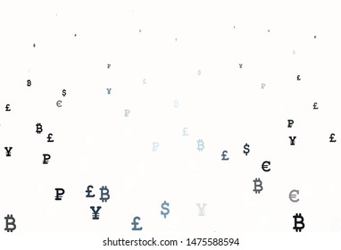 Light BLUE vector background with signs of currency. Modern abstract illustration with symbols of digital money. Pattern for financial, investment websites.