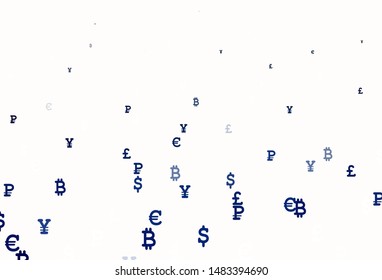 Light BLUE vector background with signs of currency. Shining illustration with signs of currency on abstract template. Design for business advert of economic, wealth.