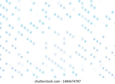 Light BLUE vector background with signs of numerals. Illustration with Numeral symbols on abstract template. Pattern for ad, booklets, leaflets of education.