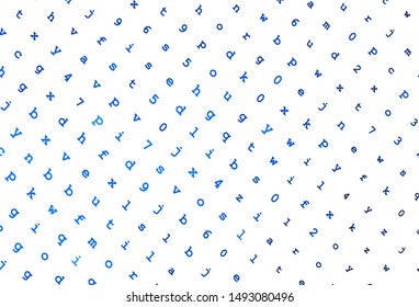 Light BLUE vector background with signs of alphabet. Shining colorful illustration with isolated letters. Pattern for booklets, leaflets of education.