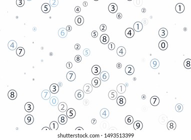 Light BLUE vector background with signs of numerals. Illustration with Numeral symbols on abstract template. Pattern for posters, banners of math books.
