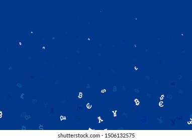 Light BLUE vector background with signs of currency. Shining colored illustration with currency signs. Design for business advert of economic, wealth.