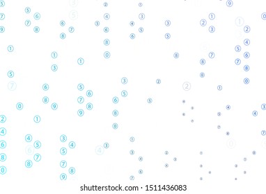 Light BLUE vector background with signs of numerals. Modern geometrical illustration with numerals. Template for landing page of typography.