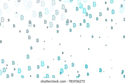 Light BLUE vector background with signs of Bitcoins. Shining illustration with signs of Bitcoins on abstract template. Smart design for your business advert of economic, wealth.