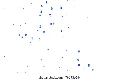 Light BLUE vector background with signs of Bitcoins. Colored symbols of cryptocurrency on white background. The pattern can be used for financial, investment websites.