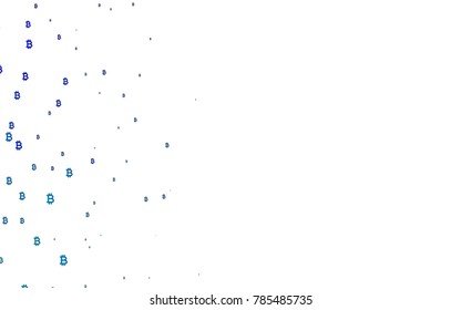 Light BLUE vector background with signs of Bitcoins. Blurred design in simple style with symbols of Bitcoins. Smart design for your business advert of economic, wealth.