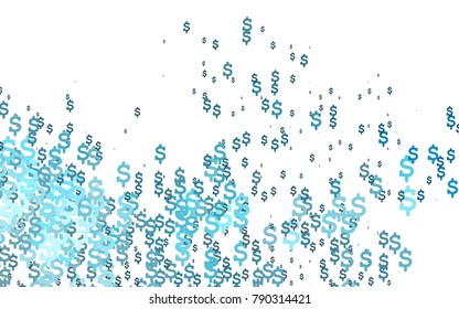 Light BLUE vector background with signs of dollars. Shining colored illustration with dollar signs, USD. The pattern can be used as ads, poster, banner for payments.