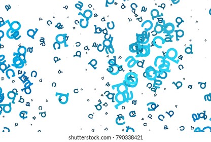 Light BLUE vector background with signs of alphabet. Shining colorful illustration with isolated letters. Smart design for your business advert of university.
