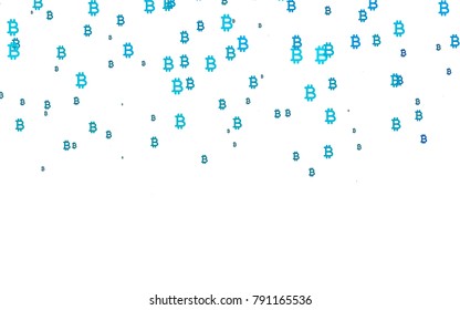 Light BLUE vector background with signs of Bitcoins. Shining colored illustration with Bitcoin signs, BTC. The pattern can be used for financial, investment websites.