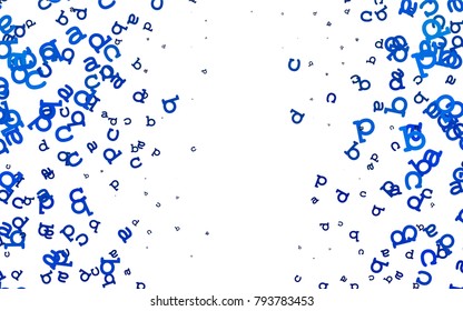 Light BLUE vector background with signs of alphabet. Shining illustration with ABC symbols on abstract template. Smart design for your business advert of university.