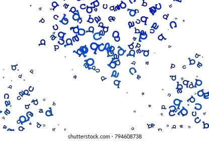 Light BLUE vector background with signs of alphabet. Shining colorful illustration with isolated letters. The pattern can be used for ad, booklets, leaflets of education.
