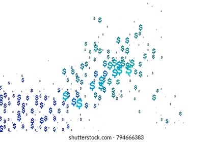 Light BLUE vector background with signs of dollars. Modern geometrical abstract illustration with banking symbols. The pattern can be used for financial, investment websites.