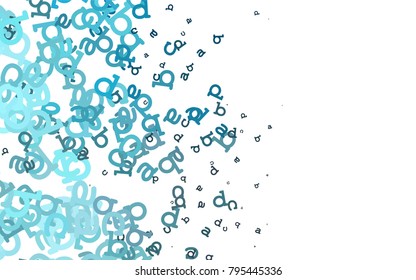 Light BLUE vector background with signs of alphabet. Shining illustration with ABC symbols on abstract template. Best design for your ad, poster, banner of college.