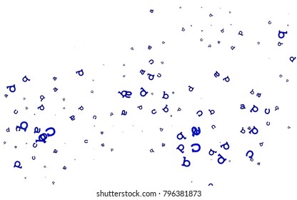 Light BLUE vector background with signs of alphabet. Shining illustration with ABC symbols on abstract template. Smart design for your business advert of university.