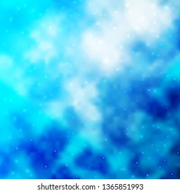 Light BLUE vector background with small and big stars. Blur decorative design in simple style with stars. Theme for cell phones.