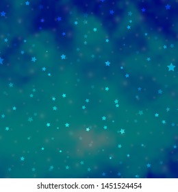 Light BLUE vector background with small and big stars. Blur decorative design in simple style with stars. Pattern for websites, landing pages.