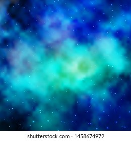 Light BLUE vector background with small and big stars. Colorful illustration with abstract gradient stars. Pattern for new year ad, booklets.