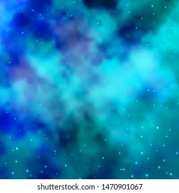 Light BLUE vector background with small and big stars. Shining colorful illustration with small and big stars. Best design for your ad, poster, banner.
